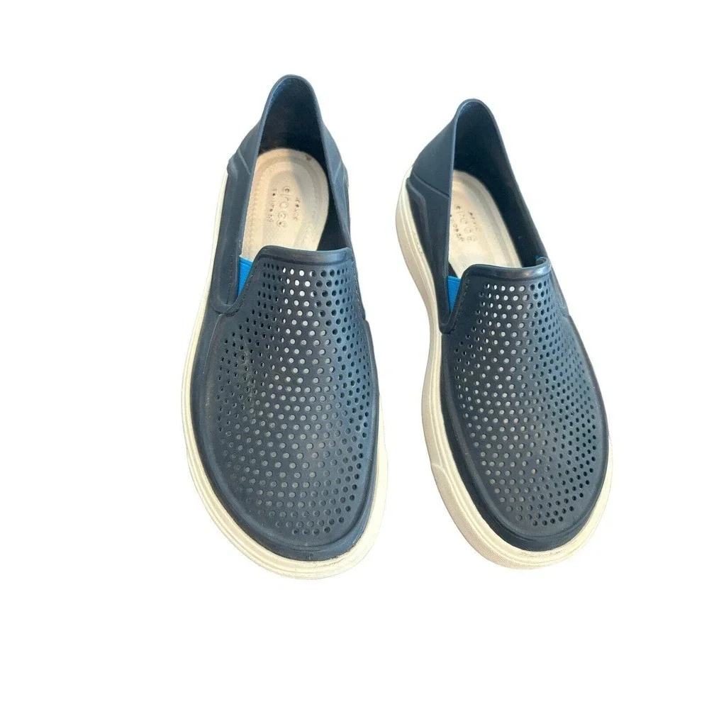 Iconic Crocs Little Kids Youth Navy Blue Rubber Holes Water Beach Junior sz 1